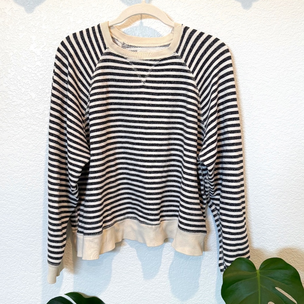 THE GREAT Oversized Sweatshirt, size 1, Black & Cream Stripe